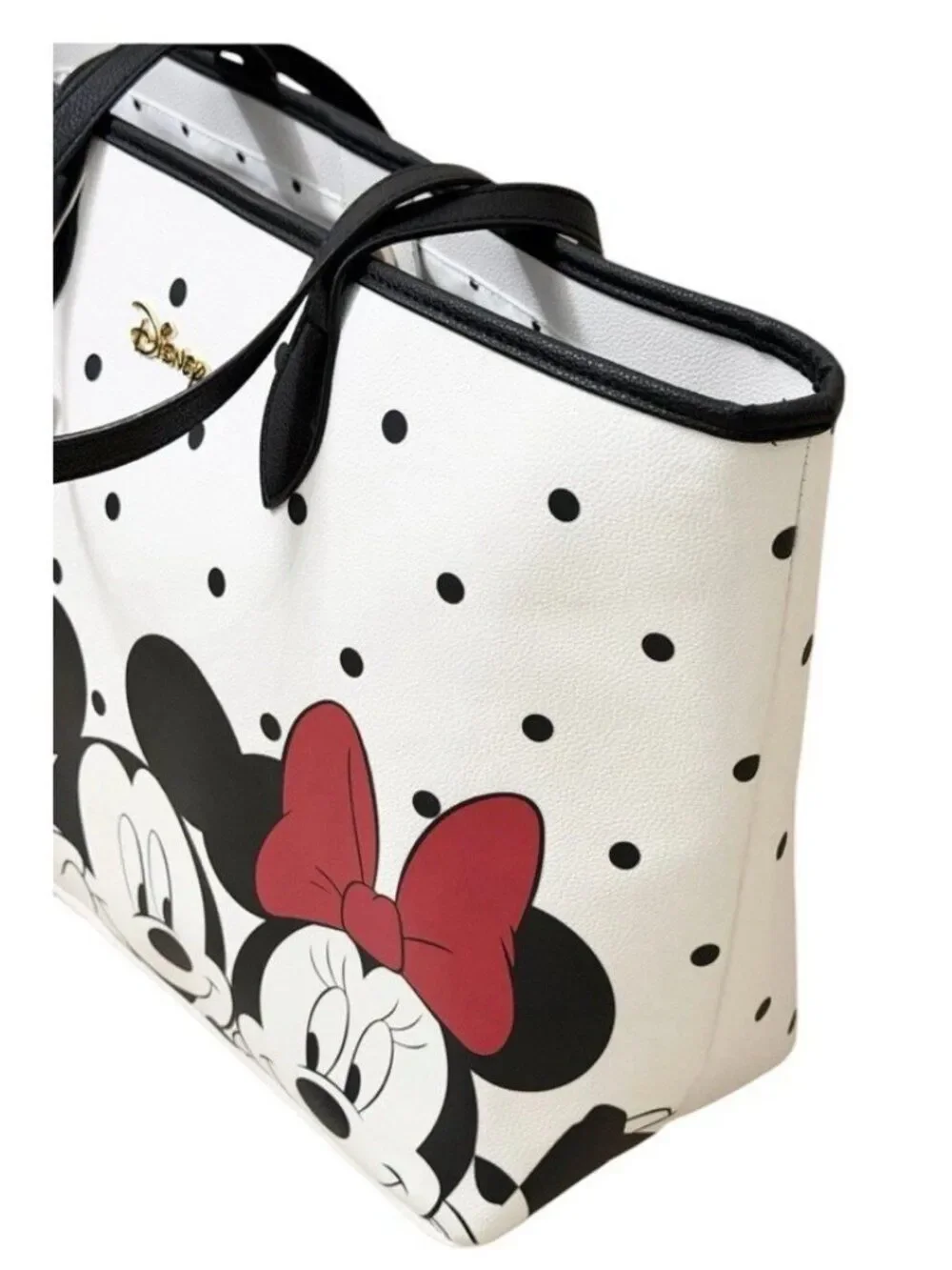 Disney Mickey & Minnie Mouse Faux Leather Large Polka Dot Tote Bag Primark NWT